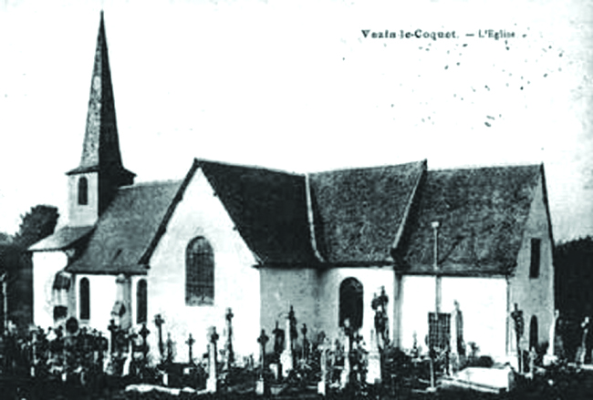 Fichier:Eglise de Vezin-le-Coquet avec le cimetiere en 1900.jpg