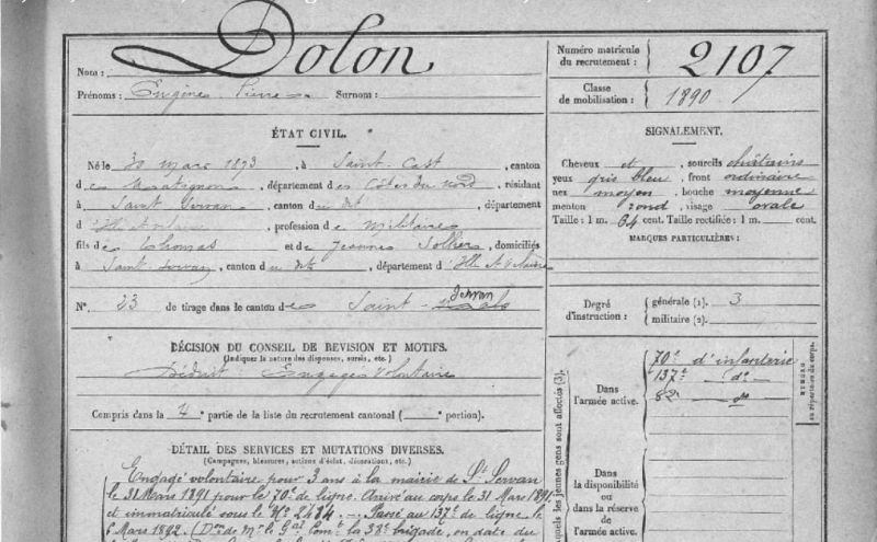 Fichier:Matricule 2107 du capitaine Eugène Dolon.png