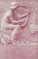 Musique, lyre. Sculptographie. carte postale, impression en rose, E. Forcade & E. Météhen. Coll. YRG