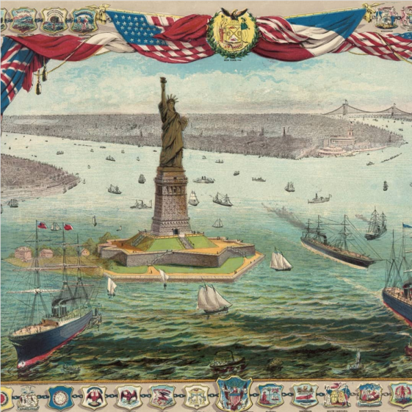 Fichier:«La liberté éclairant le monde» à l’entrée du port de New York (gravure de 1885) .png