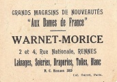 Verso : Grand Magasin de Nouveatés "Aux Dames de France", 2 et 4 rue Nationale. Coll. YRG