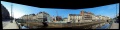 Panoramique du point de vue depuis le quai Zola, devant le Musée des beaux-arts, avec en face, le quai Chateaubriand et la Place Saint-Germain en travaux pour les travaux station de métro ...