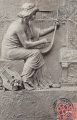 Musique, lyre. Sculptograhie. Carte postale, impression en gris, E. Forcade & E. Météhen. Coll. YRG